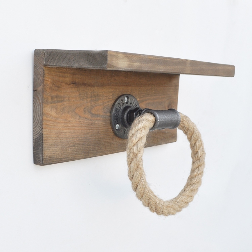 Törölközőtartó polccal BORURAF 14x30 cm fenyő