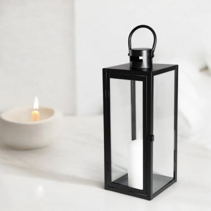 TOWER dekoratív lámpás, 38 cm, fekete