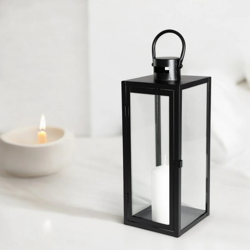 TOWER dekoratív lámpás, 38 cm, fekete