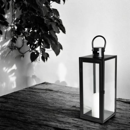 TOWER dekoratív lámpás, 38 cm, fekete