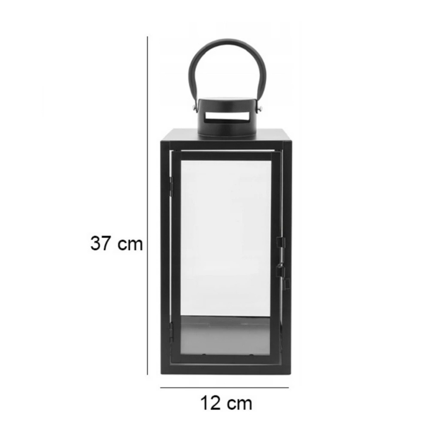 TOWER dekoratív lámpás, 38 cm, fekete