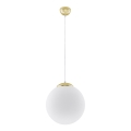 TOYA kábellel függesztett csillár 1xE27/60W/230V, Ø 30 cm, fehér/arany