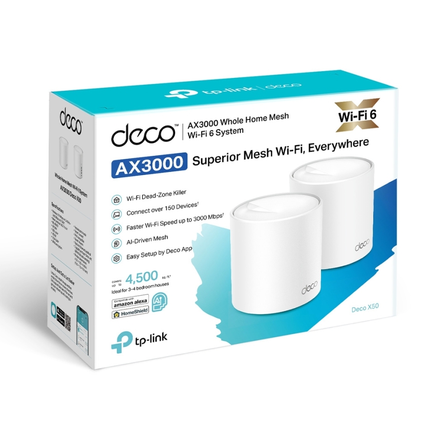 TP-Link - 2 darabos Wi-Fi 6 mesh rendszer az egész otthon lefedésére Deco X50
