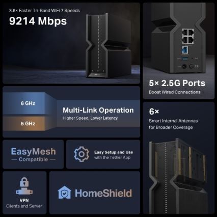 TP-Link - Archer BE550 háromsávos Wi‑Fi 7 router