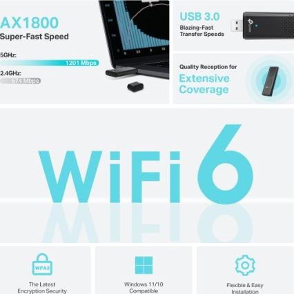 TP-Link - Archer TX20U, két sávos vezeték nélküli USB-adapter Wi‑Fi 6-tal