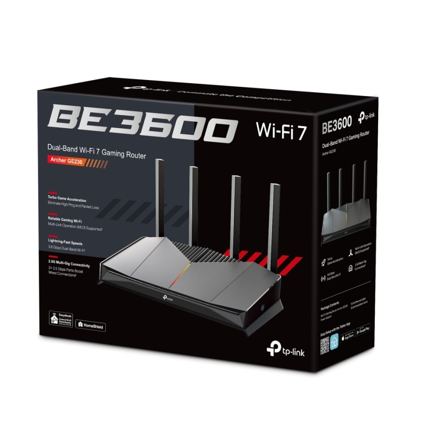 TP-Link - Gamer kétsávos Wi‑Fi 7 router Archer GE230