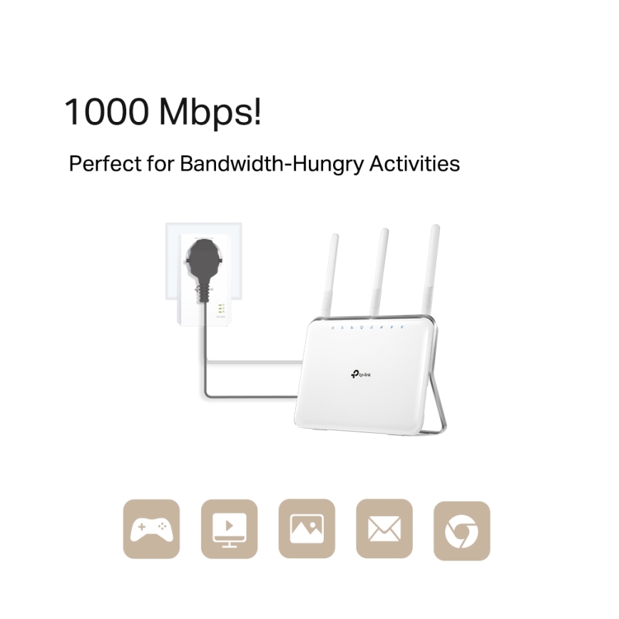 TP-Link - Gigabites Powerline készlet beépített konnektorral