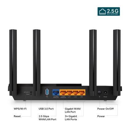 TP-Link - Két sávos multigigabites Wi‑Fi 6 router 2,5G porttal Archer AX55 Pro