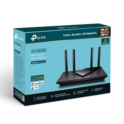 TP-Link - Két sávos multigigabites Wi‑Fi 6 router 2,5G porttal Archer AX55 Pro