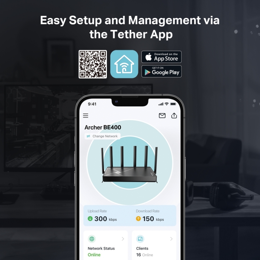 TP-Link - Két sávos Wi-Fi 7 router Archer BE400