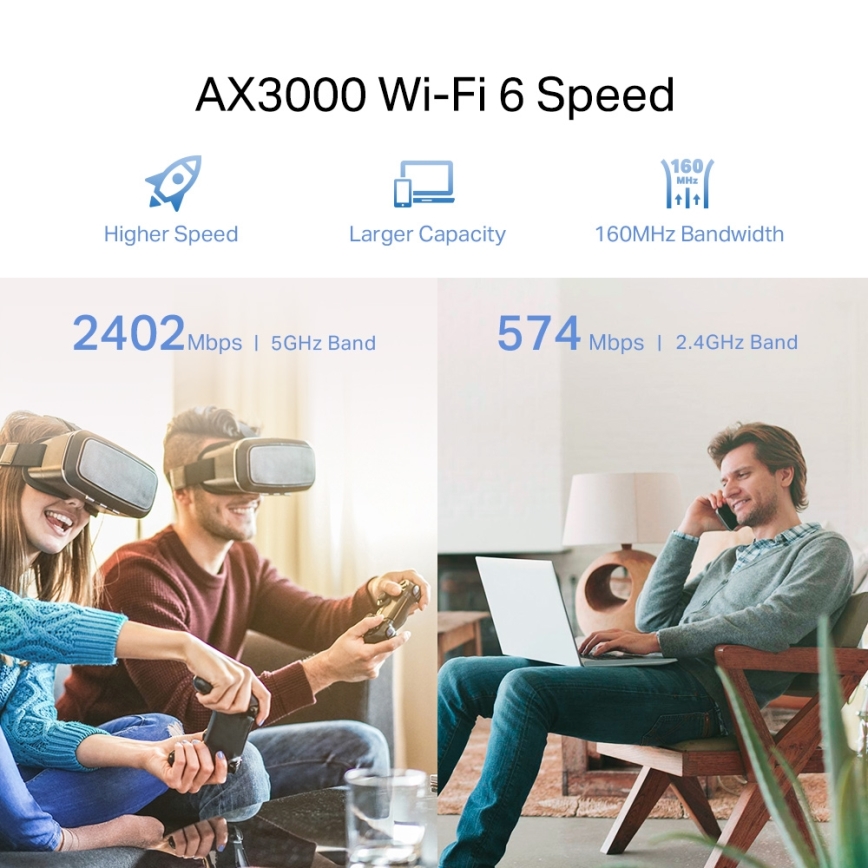 TP-Link - Kétsávos Wi‑Fi 6 jelerősítő RE705X