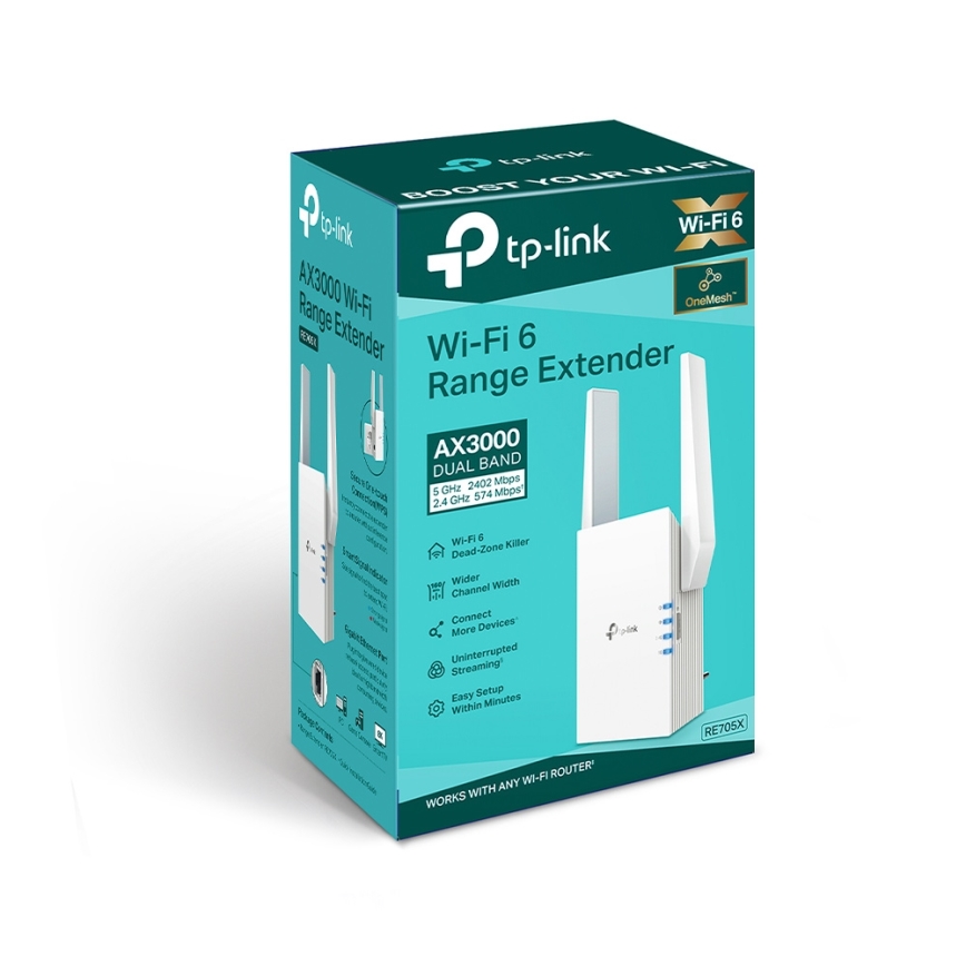 TP-Link - Kétsávos Wi‑Fi 6 jelerősítő RE705X