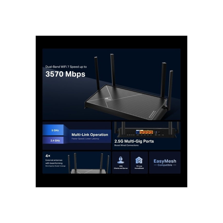 TP-Link - Kétsávos Wi‑Fi 7 router Archer BE230