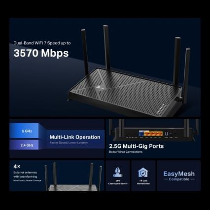 TP-Link - Kettős sávú Wi-Fi 7 router
