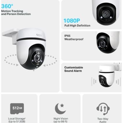 TP-Link - Kültéri kamera érzékelővel, IP65, Wi-Fi
