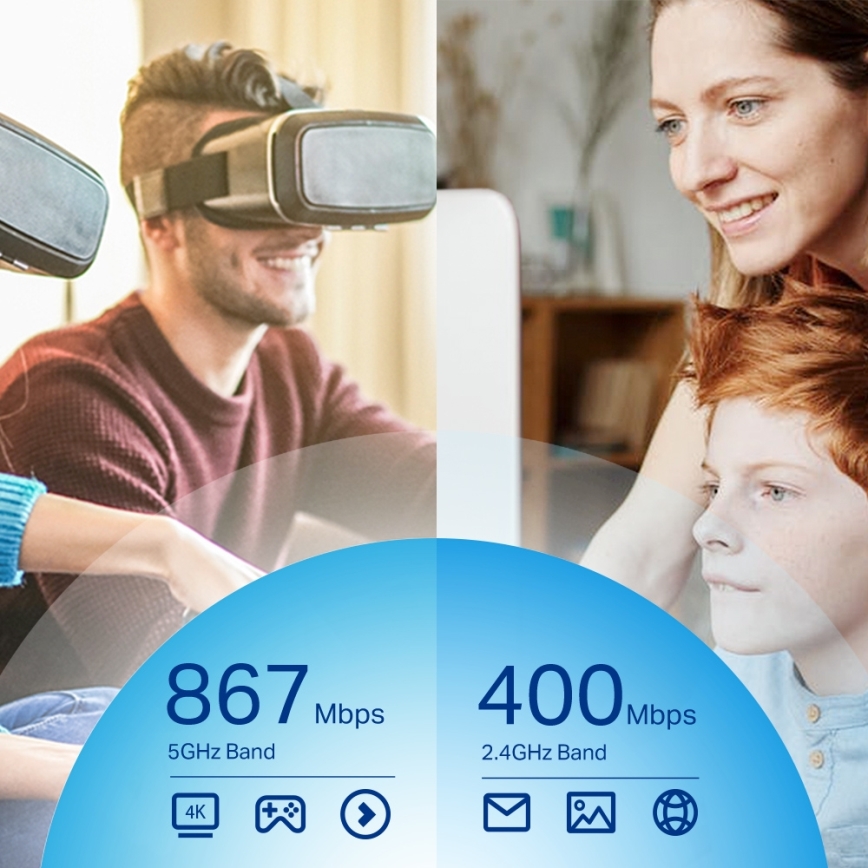 TP-Link - Archer T4U Plus Wi-Fi vezeték nélküli USB hálózati adapter nagy nyereségű antennákkal