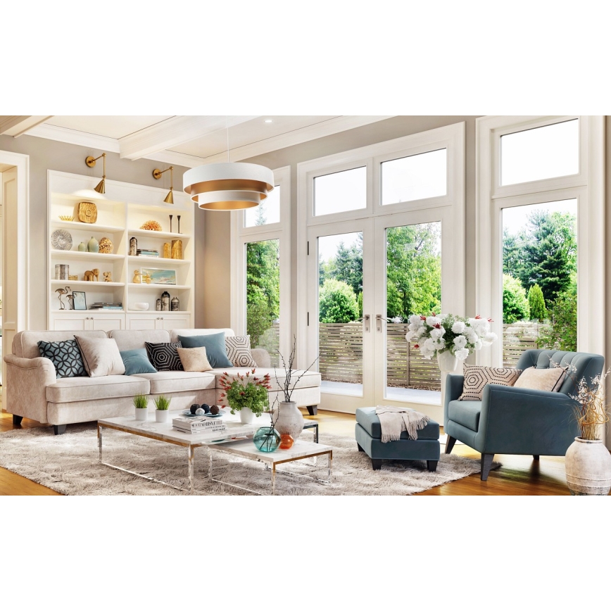 Lámpa TRINITI 1xE27/60W/230V fehér/arany, kábelre szerelve