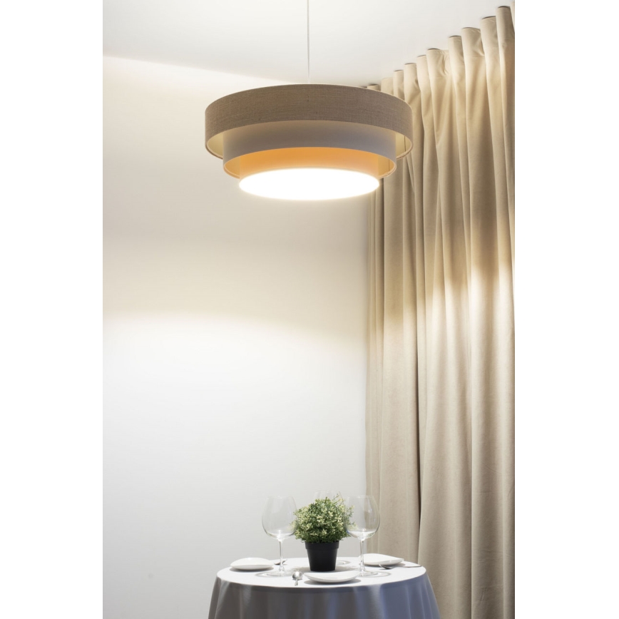 TRINITI kábeles függőlámpa 1xE27/60W/230V, Ø 40 cm, bézs/krém