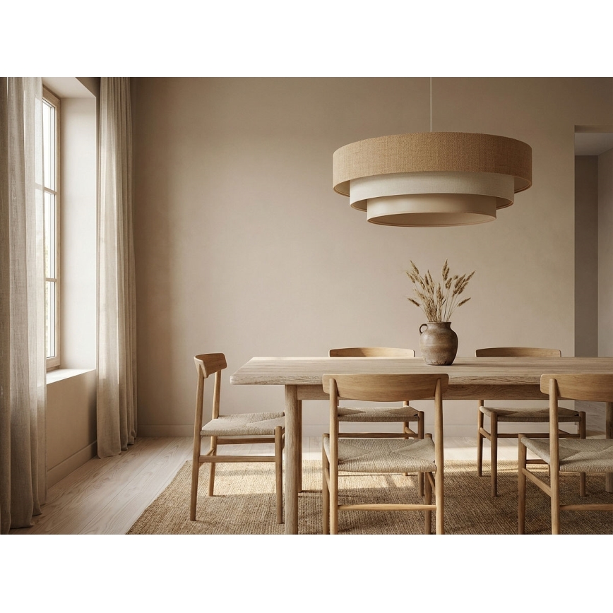 TRINITI kábeles függőlámpa 1xE27/60W/230V, Ø 40 cm, bézs/krém