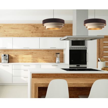 Lámpa TRINITI 1xE27/60W/230V barna/beige/arany színben, kábelre szerelve