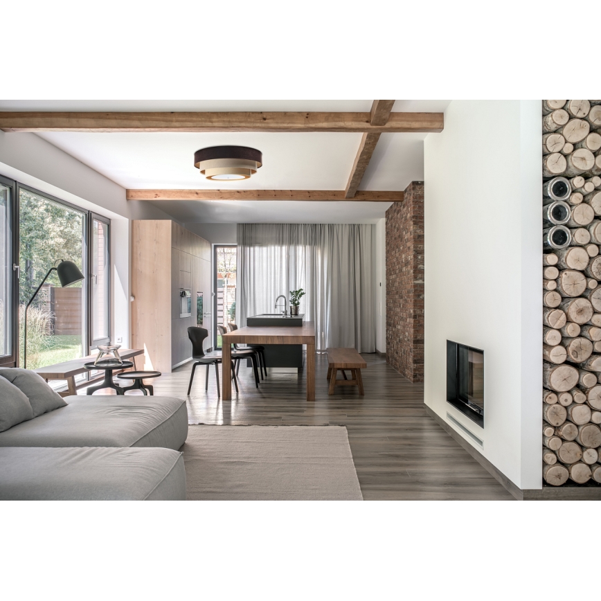 TRINITI mennyezeti lámpa 2xE27/60W/230V barna/beige/arany