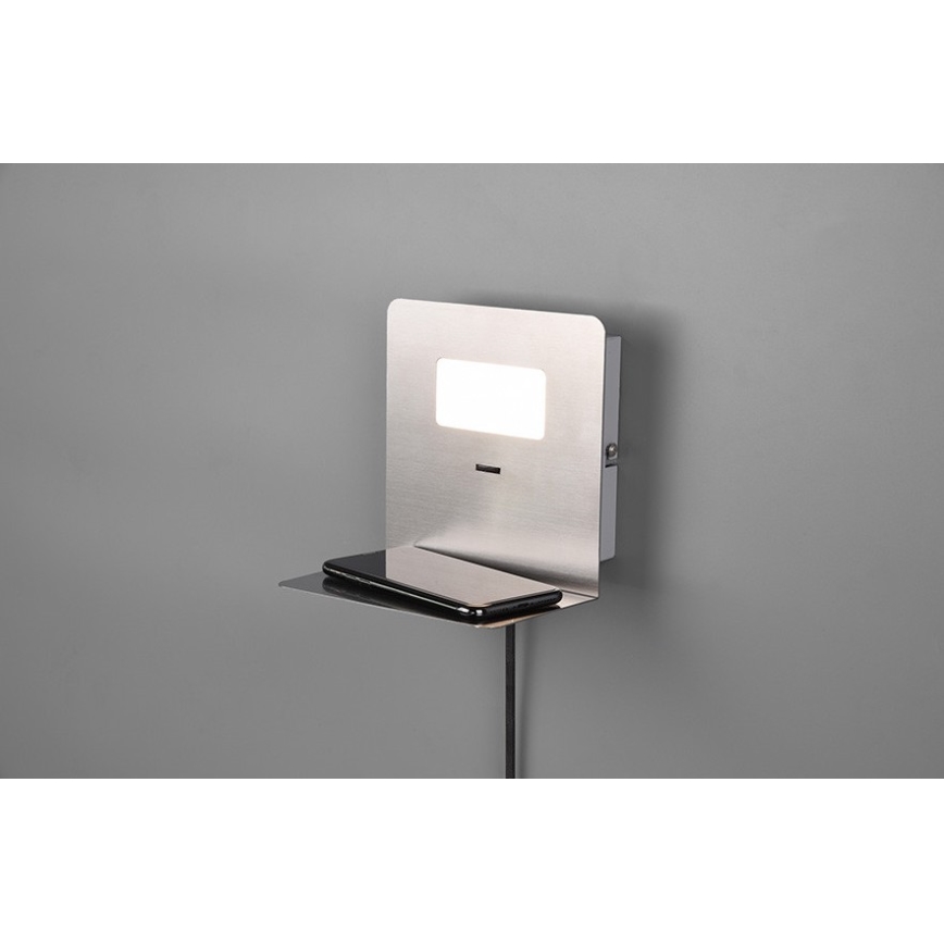 Trio - LED fali lámpa polccal ALOFT LED/3W/230V + USB port