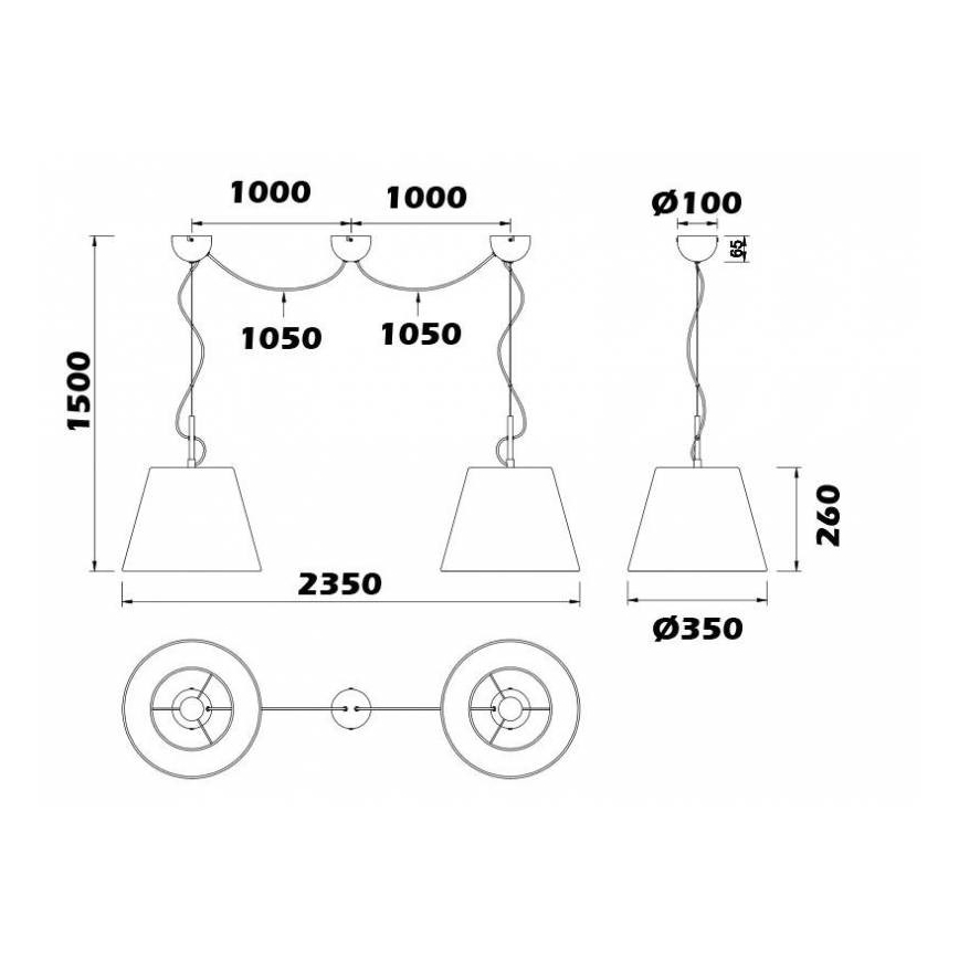 Trio - Csillár zsinóron ANDREUS 2xE27/60W/230V