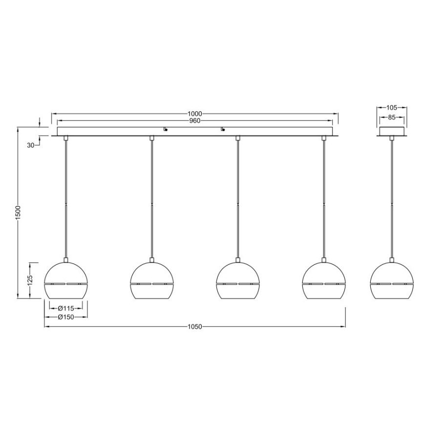 Trio - Csillár zsinóron FLETCHER 4xE14/40W/230V matt króm