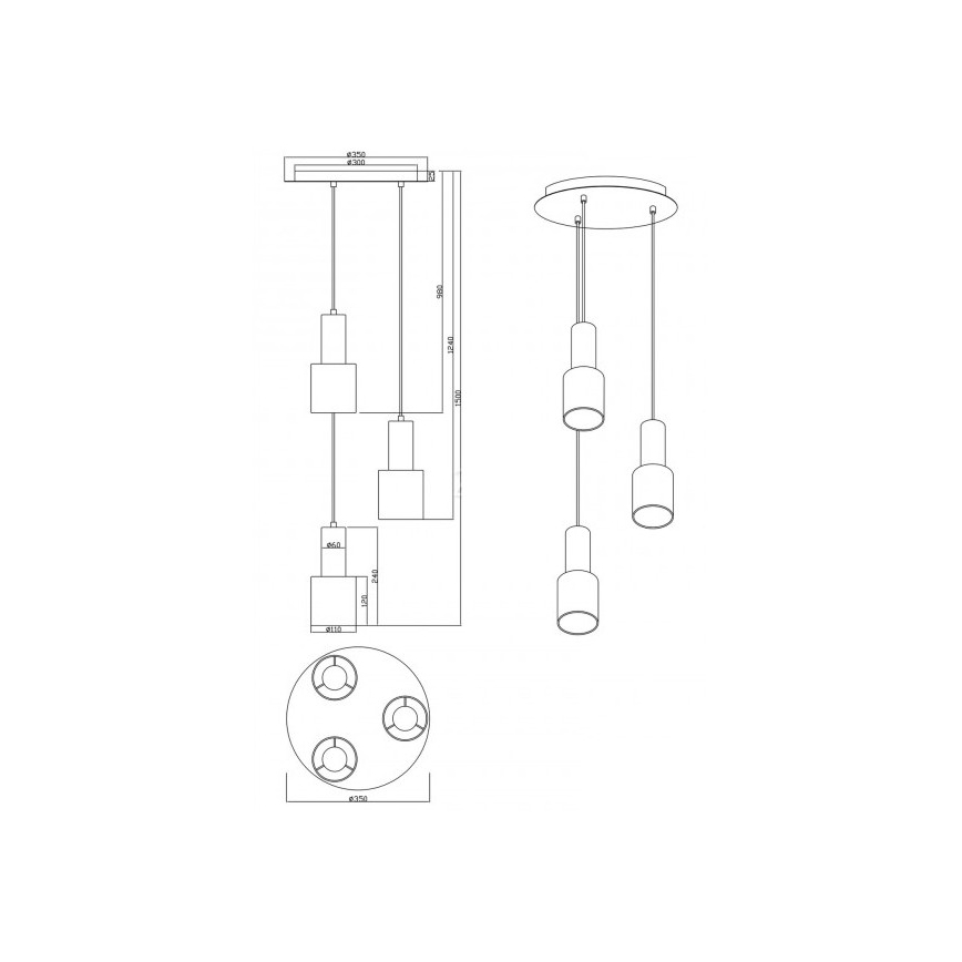 Trio - Csillár zsinóron WAILER 3xGU10/5W/230V bézs