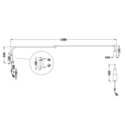 Trio - Fali lámpa LINE 1xE27/10W/230V