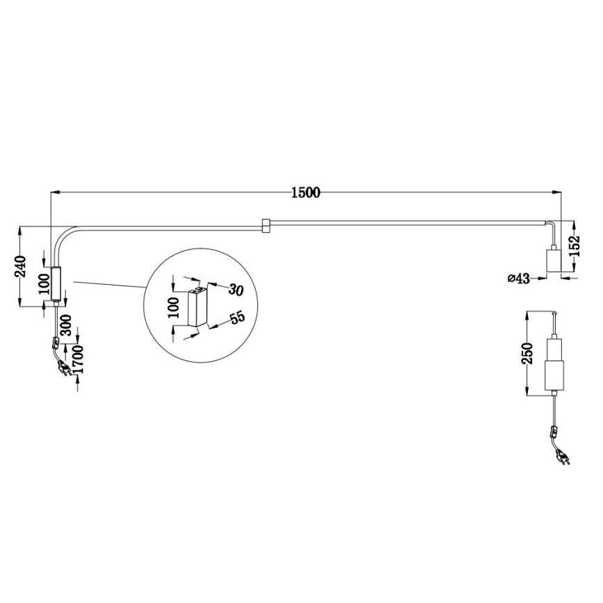 Trio - Fali lámpa LINE 1xE27/10W/230V