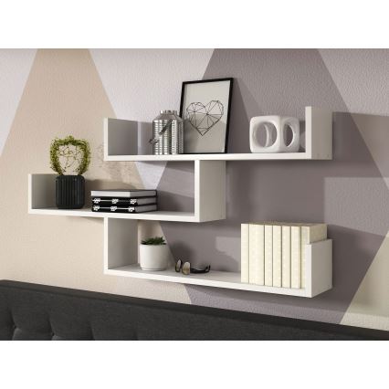 TRIO fali polc 119x55x18 cm fehér
