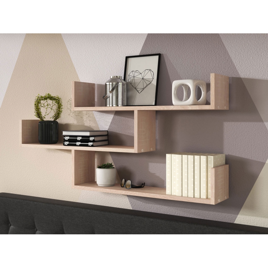 TRIO fali polc 119x55x18 cm sonoma tölgy