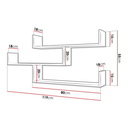 TRIO falra szerelhető polc 55x119 cm, grafitszürke