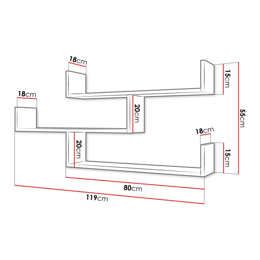 TRIO falra szerelhető polc 55x119 cm, grafitszürke