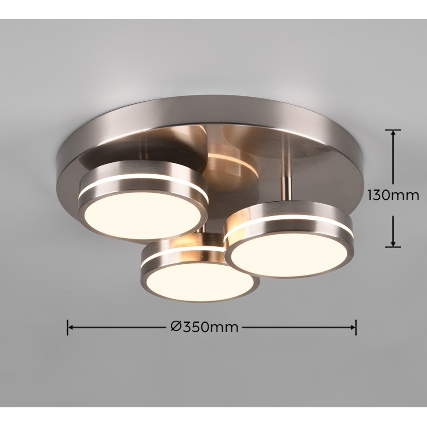 Trio - FRANKLIN LED dimmelhető mennyezeti lámpa 3x LED/8,5W/230V/3000K átm. 35 cm matt króm