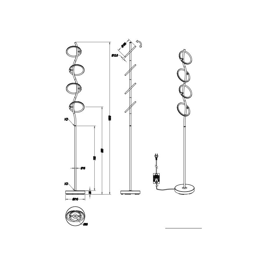 Trio - LED Dimmelhető állólámpa OLYMPUS 4xLED/4,2W/230V