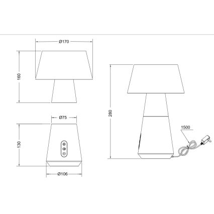 Trio - LED Dimmelhető asztali lámpa Bluetooth hangszóróval és USB-vel LED/4,5W/230V