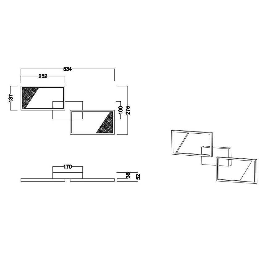 Trio - LED Dimmelhető felületre szerelhető csillár CAFU 2xLED/7W/230V
