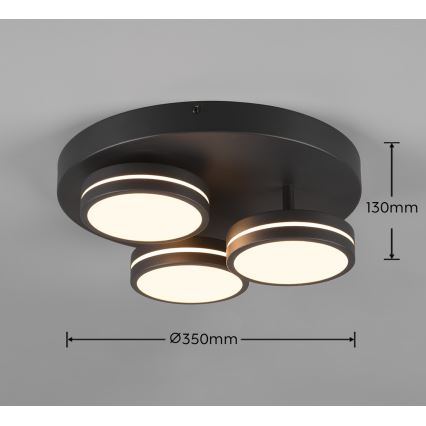 Trio - Dimmelhető LED mennyezeti lámpa FRANKLIN 3xLED/8,5W/230V 3000K átm. 35 cm fekete