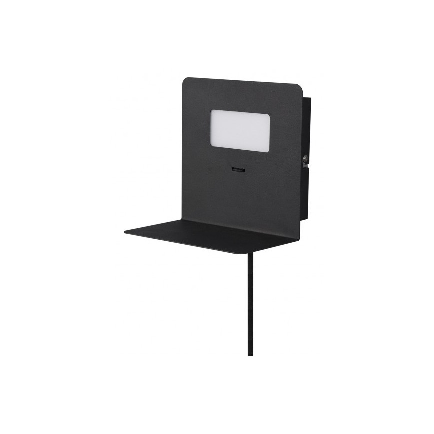 Trio - LED Fali lámpa polccal ALOFT LED/3W/230V + USB port fekete