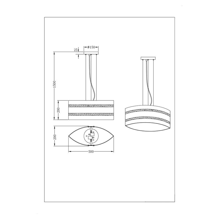 Trio - Függeszték kábellel NIKOSIA 2xE27/40W/230V arany