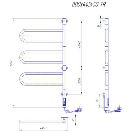 Elektromos forgatható törölközőszárító TRISTAR 80W/230V 82,5x44,5 cm IP44 rozsdamentes acél/fényes króm