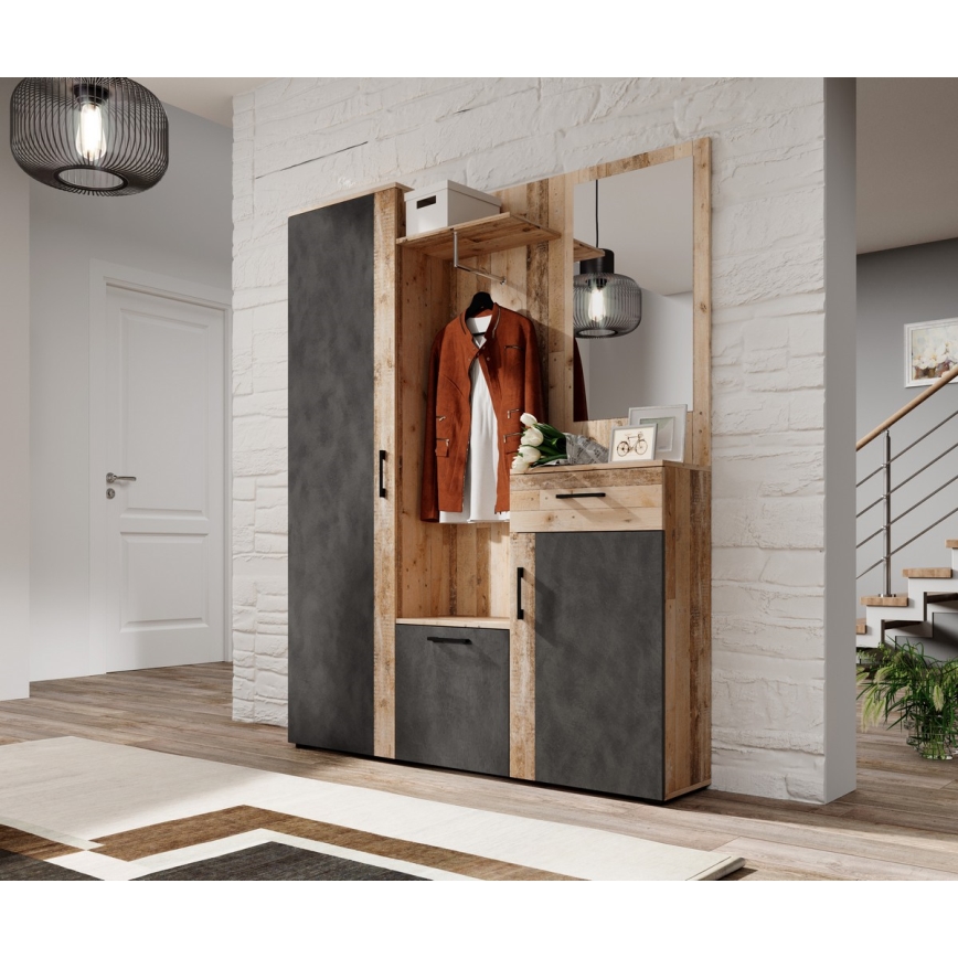 Tükrös előszobafal NOLAN, barna/grafit