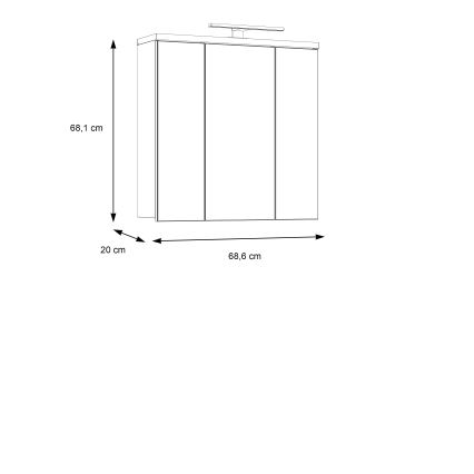 Tükrös fürdőszobai fali szekrény VENOM antracit/barna