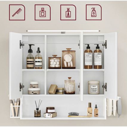 Tükrös fürdőszobaszekrény SKY, fehér