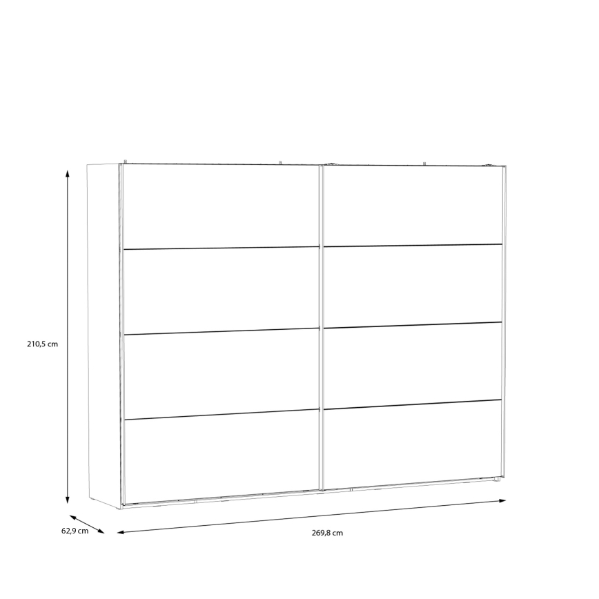 Tükrös gardróbszekrény OREN 270x210 cm artisan tölgy