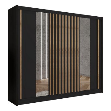 Tükrös gardróbszekrény SANTINO 250x215 cm fekete/craft tölgy