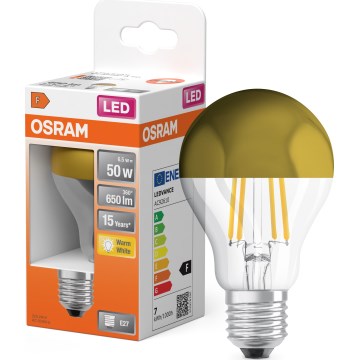 Tükrös tetejű LED-izzó FILAMENT E27/6,5W/230V 2700K aranyszínű - Osram