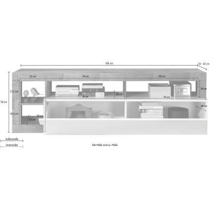 TV-állvány LENOR fehér/antracit